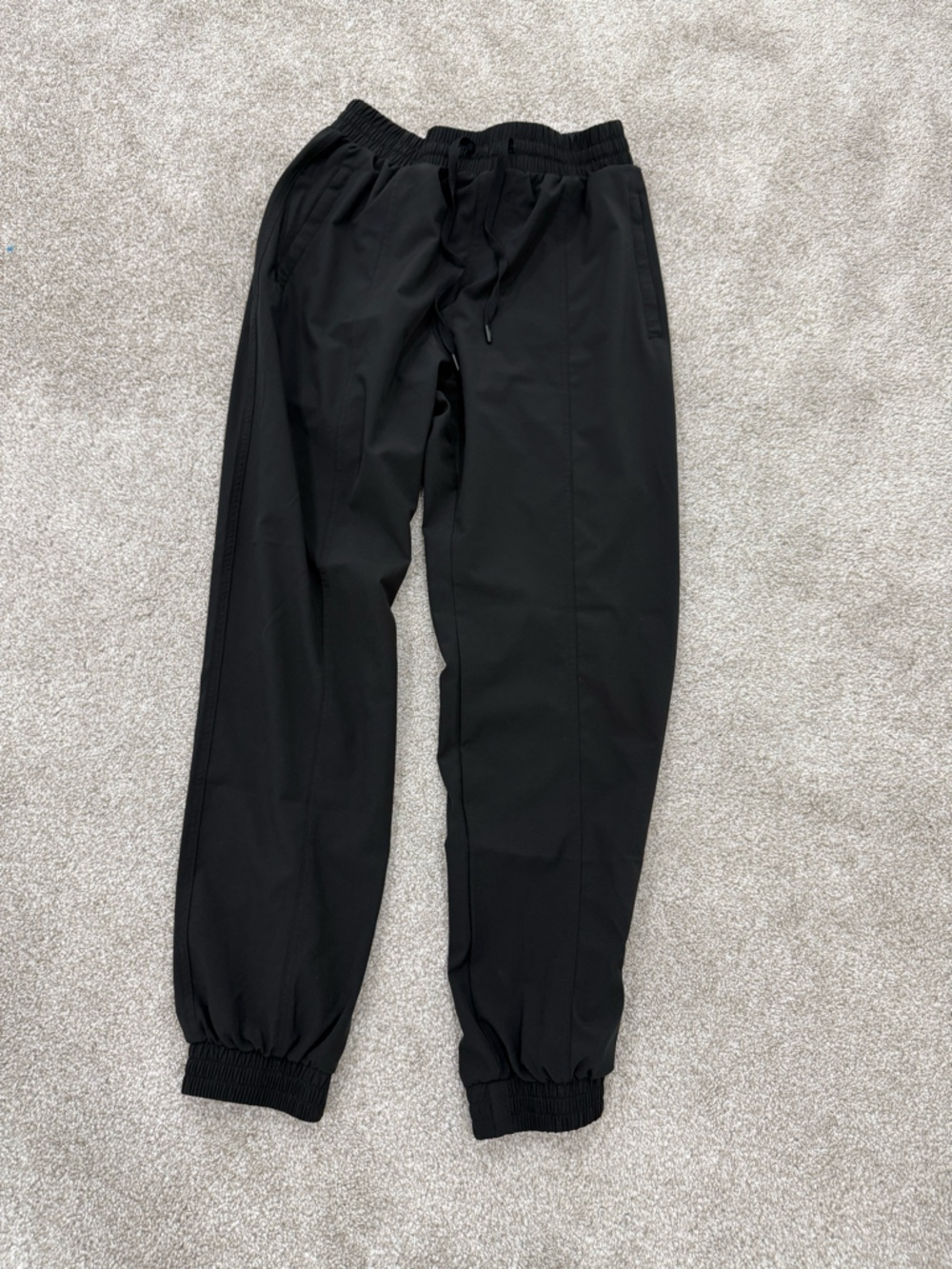 Men's Black Elastic-Waist Jogger Pants